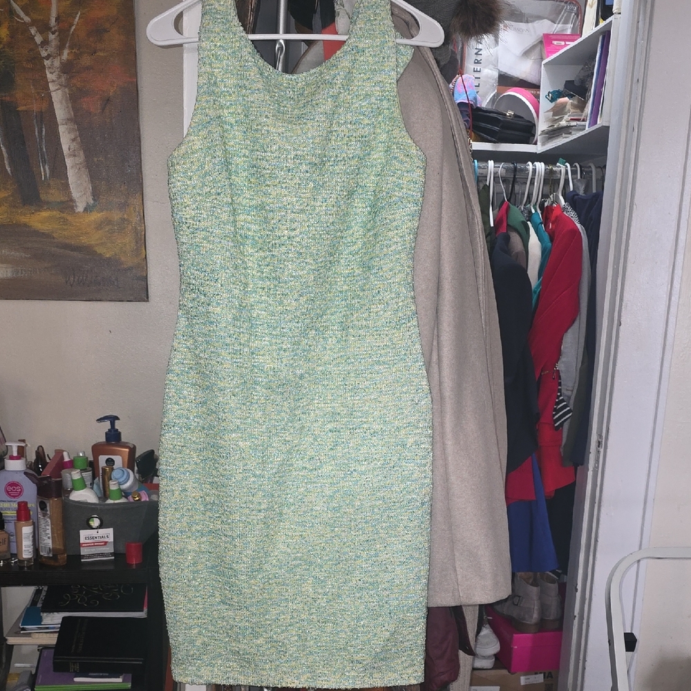 Badgley Mischka Textured Green Mini Dress
